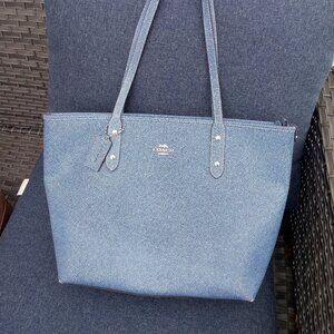 Coach large denim blueCity zip  tote bag